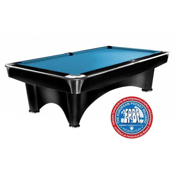 Billardtisch Pool Dynamic III glänzend-schwarz 9 ft.  Simonis 860 turnierblau