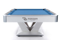 Pool Billardtisch, Rasson Victory II Plus in weiß mit Simonis 760 blaugrün