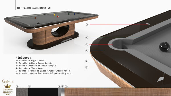 Exklusiver Pool-Billard-Tisch „ROMA”, 9 ft.